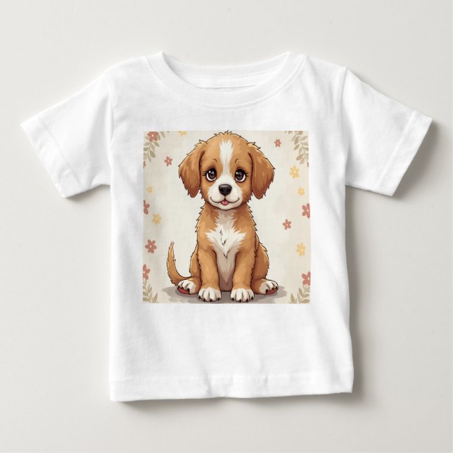 Camiseta De Bebé un lindo cachorro (Anverso)