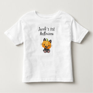 Camiseta De Bebé Un lindo gato de calabaza de Halloween con nombre