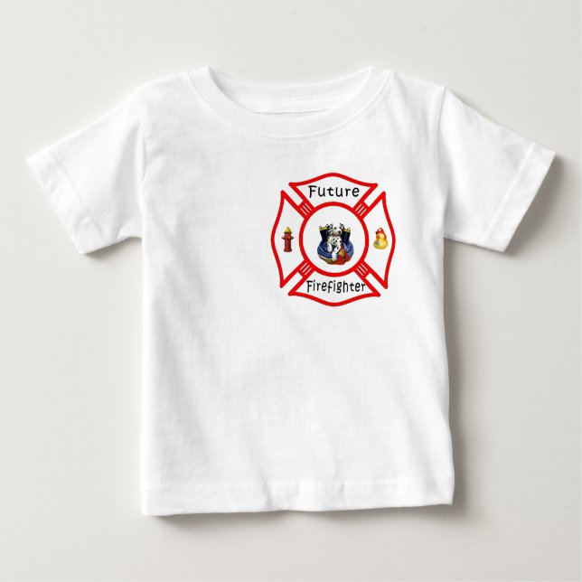 Camiseta De Bebé Un maltés rojo del bombero futuro (Anverso)