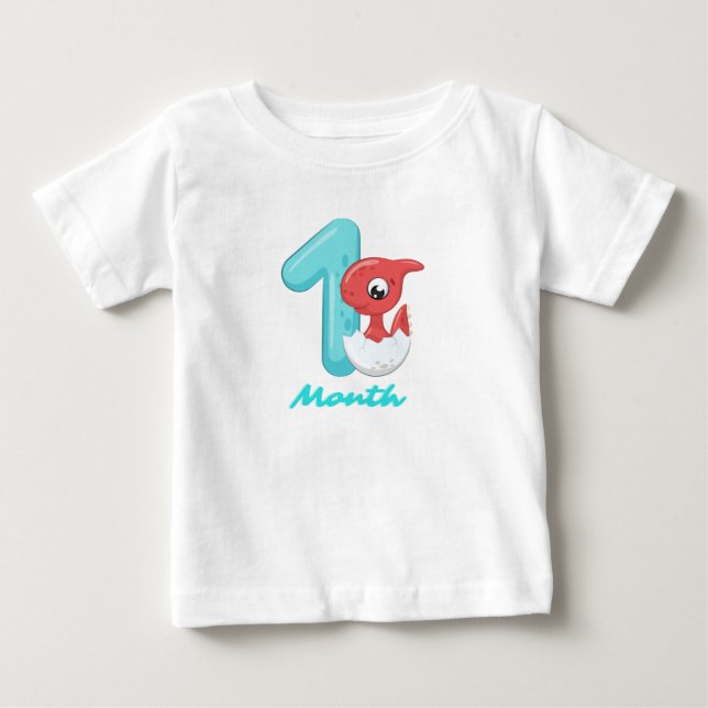 Camiseta De Bebé Un mes adorable dinosaurio (Anverso)