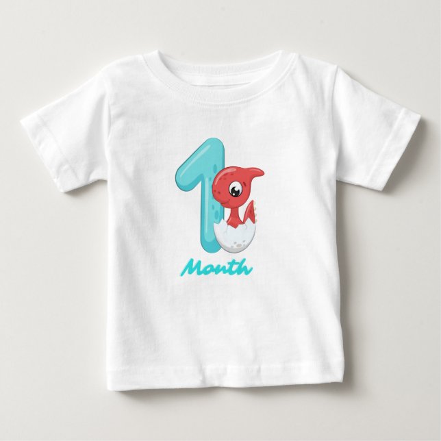 Camiseta De Bebé Un mes de dinosaurio lindo (Anverso)