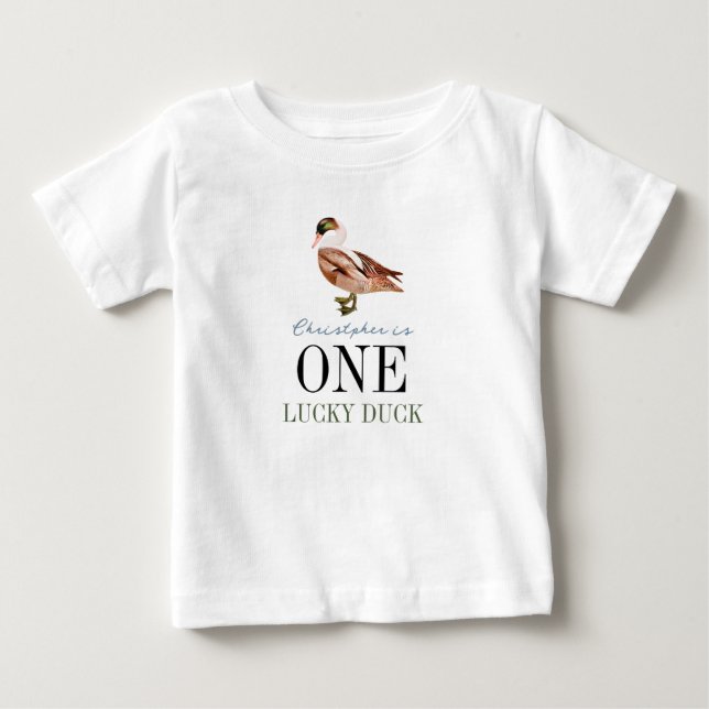 Camiseta De Bebé Un niño clásico del pato afortunado, primer cumple (Anverso)