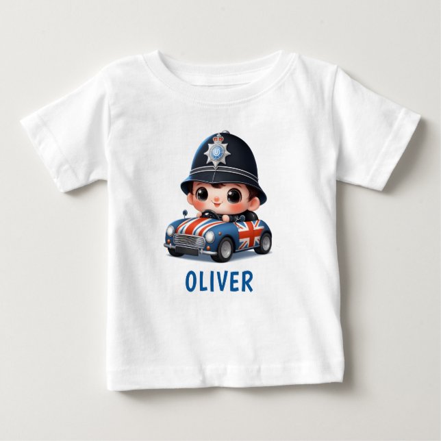 Camiseta De Bebé Un niño de la policía británica que maneja (Anverso)