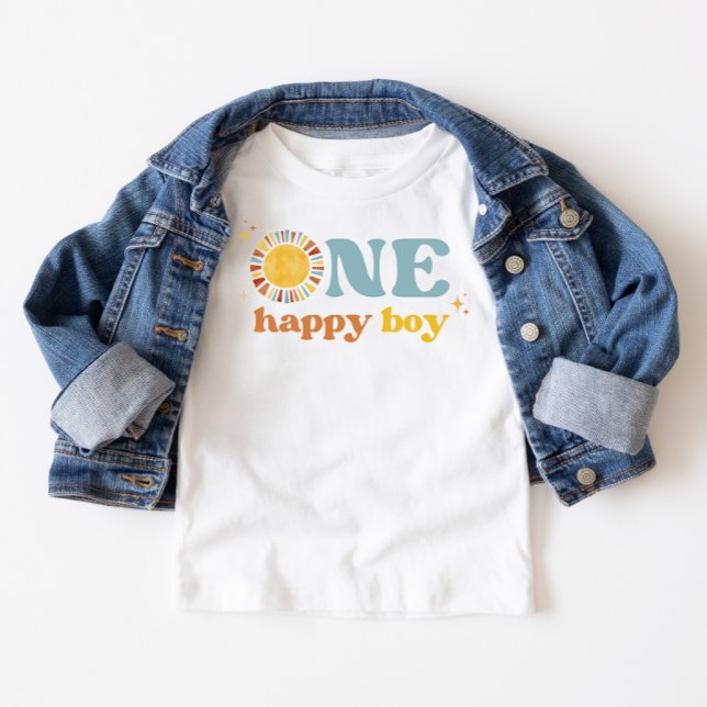 Camiseta De Bebé Un niño feliz Boho Sun 1er cumpleaños (Subido por el creador)