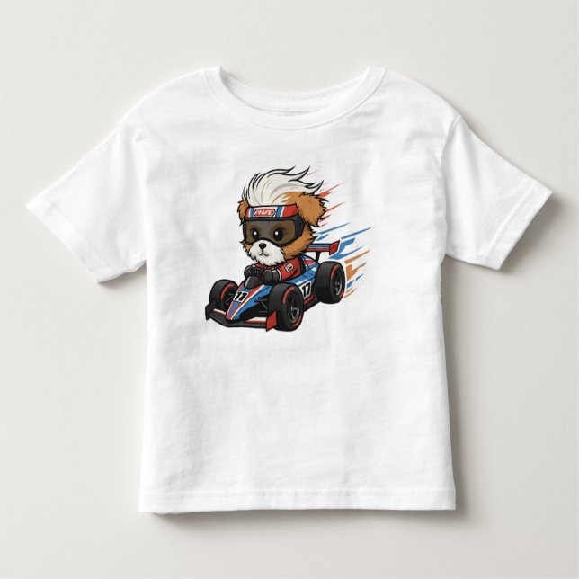 Camiseta De Bebé Un niño pequeño Shih Tzu Race Car Driver (Anverso)