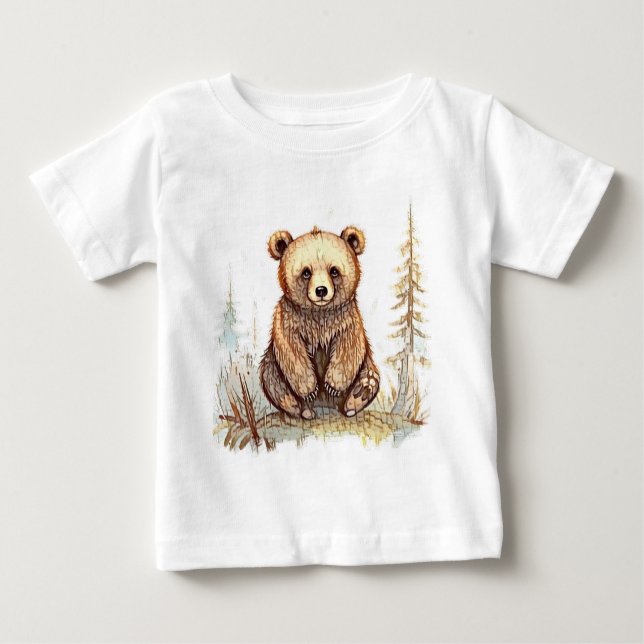 Camiseta De Bebé Un oso lindo - Diseño artístico de ilustracion (Anverso)