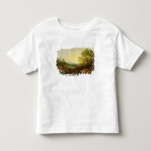 Camiseta De Bebé Un paisaje con ganado y figuras por una corriente