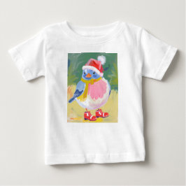 Camiseta De Bebé Un pájaro con botas rojas y un sombrero de santa