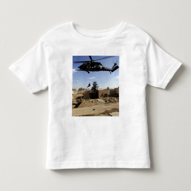 Camiseta De Bebé Un pararescueman rappels de un HH-60 2 (Anverso)