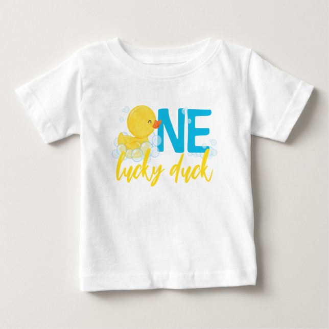 Camiseta De Bebé Un pato afortunado acuarela caucho Pato de caucho  (Anverso)
