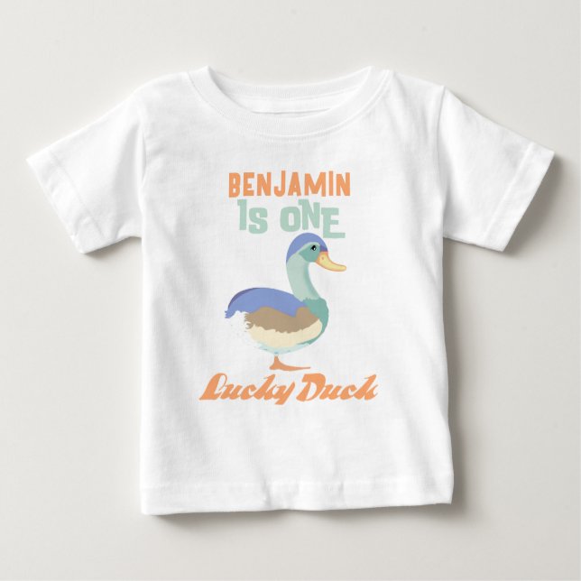 Camiseta De Bebé Un Pato Afortunado Pastel de Primer Cumpleaños (Anverso)