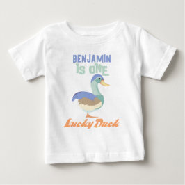 Camiseta De Bebé Un Pato Afortunado Pastel del Primer Cumpleaños