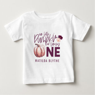 Camiseta De Bebé Un pequeño calabaza floral otoño 1er cumpleaños