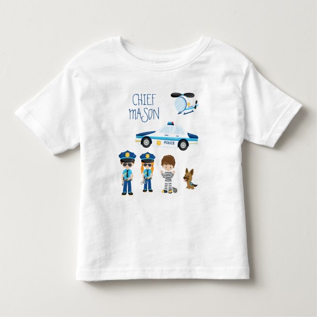 Camiseta De Bebé Un pequeño Personalizado de policía con nombre (Anverso)