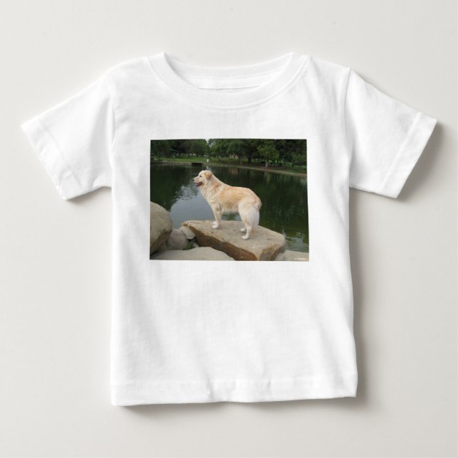 Camiseta De Bebé Un perro en un estanque (Anverso)