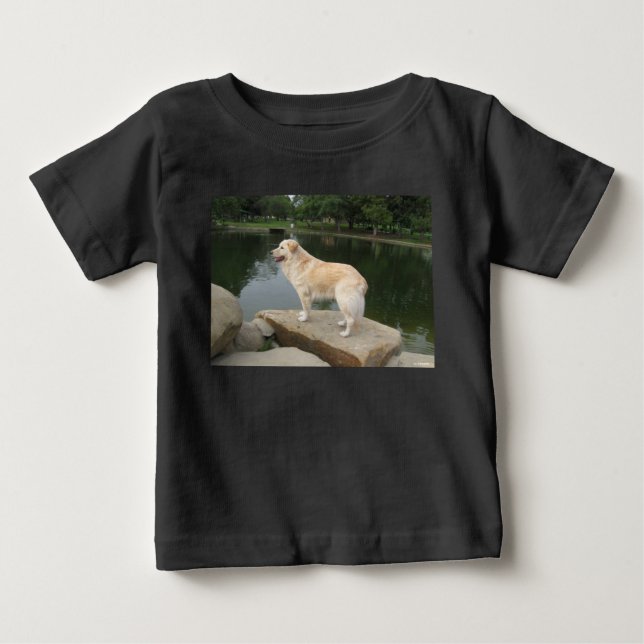 Camiseta De Bebé Un perro en un estanque (Anverso)