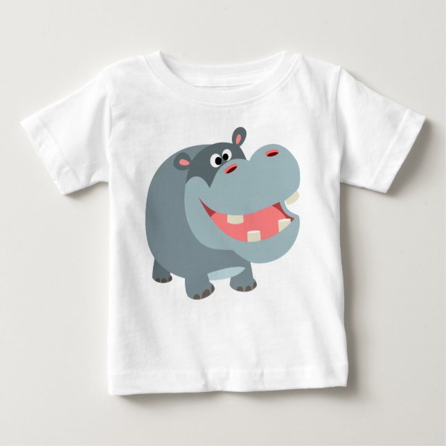 Camiseta De Bebé Un Personalizado sonriente y amable Hippo Baby T-S (Anverso)