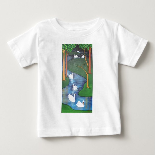 Camiseta De Bebé Un rebaño de siete cisnes (Anverso)