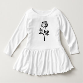 Camiseta De Bebé Un Rosa negro Flor Vestido de niño blanco