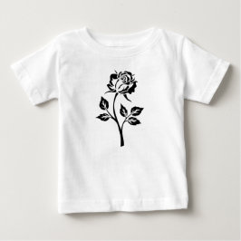 Camiseta De Bebé Un Rosa negro Flor Vestido de niño blanco