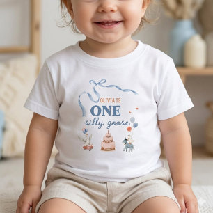 Camiseta De Bebé Un Silly Goose Primer Cumpleaños Niño Niña Nombre 