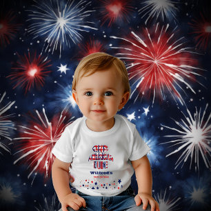 Camiseta De Bebé Un Tipo Americano Cumpleaños 4 de Julio Rojo Blanc