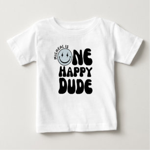 Camiseta De Bebé Un tipo feliz Blue Happy Face Boy First Birday