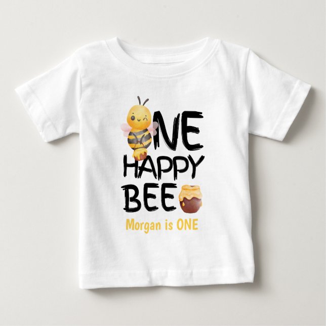 Camiseta De Bebé Una Abeja Feliz Miel Amarillo  Chicas Abejas Cumpl (Anverso)