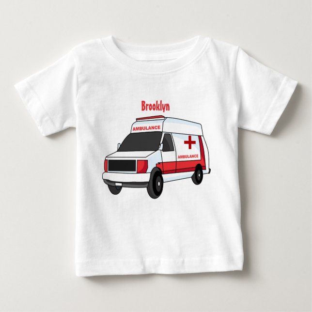 Camiseta De Bebé Una ambulancia roja curada van personalizado (Anverso)