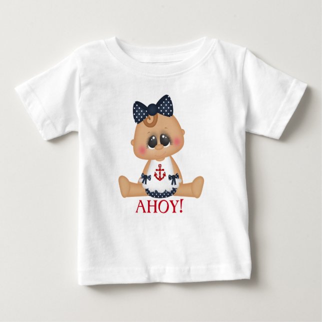 Camiseta De Bebé ¡Una Bebé Náutica Ahoy! (Anverso)