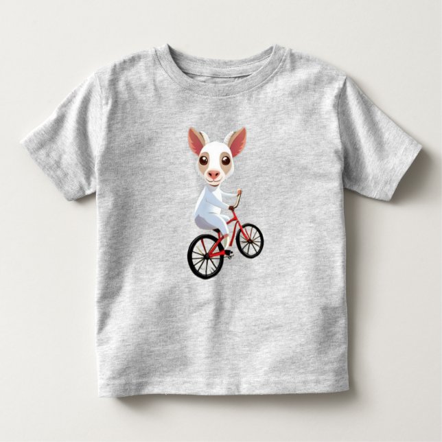 Camiseta De Bebé Una cabra blanca en una bicicleta (Anverso)