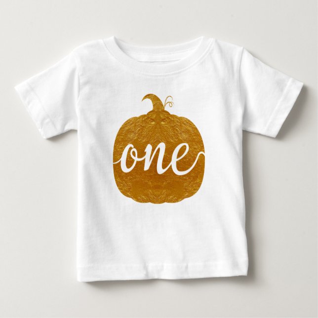 Camiseta De Bebé "Una " calabaza de oro año de |One Baby|new el (Anverso)