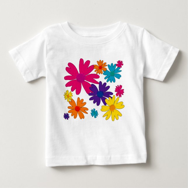 Camiseta De Bebé Una cama de flores de margarita (Anverso)