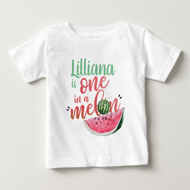 Camiseta De Bebé Una en una sandía de melón de Melón Primera camise (Anverso)