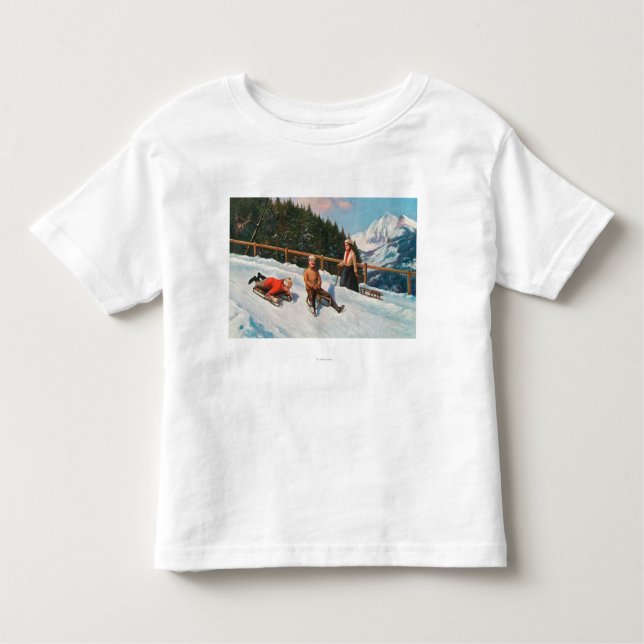 Camiseta De Bebé Una escena Sledding del trineo largo (Anverso)