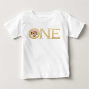Camiseta De Bebé Una foto Purpurinoso de oro personalizada