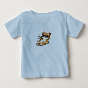Camiseta De Bebé Una imagen linda de un gato en tu vestido.