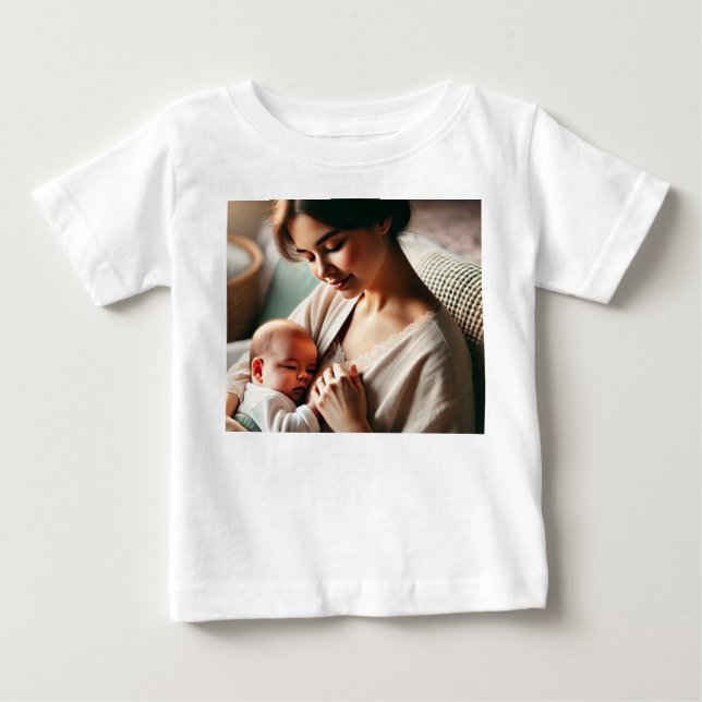 Camiseta De Bebé Una madre acunando a su bebé (Anverso)
