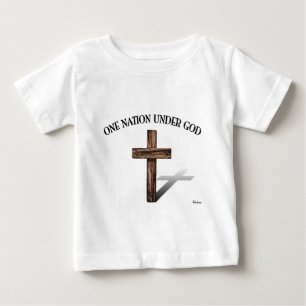 Camiseta De Bebé Una nación bajo Dios con cruz robusta
