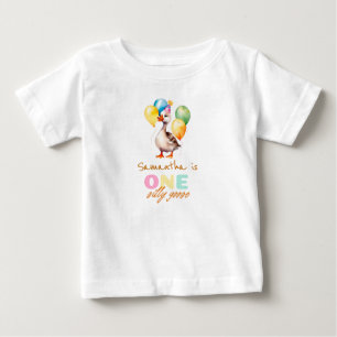 Camiseta De Bebé Una niña de ganso tonta cumpleaños rosa 1er cumple