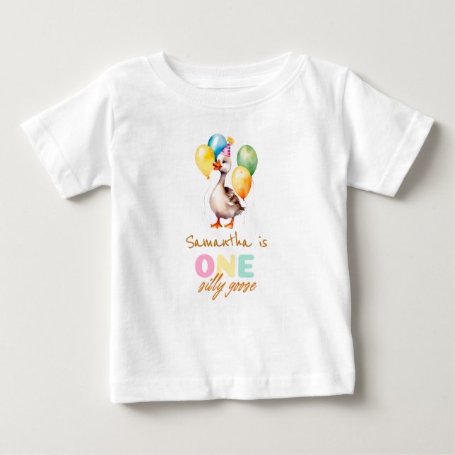 Camiseta De Bebé Una niña de ganso tonta cumpleaños rosa 1er cumple (Anverso)