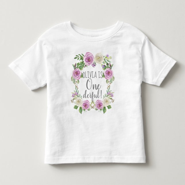Camiseta De Bebé Una niña maravillosa acuarela Lavanda Flora (Anverso)