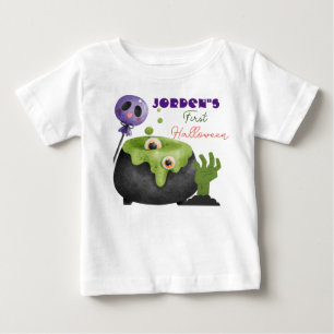 Camiseta De Bebé Una olla negra rebosando poción verde Halloween