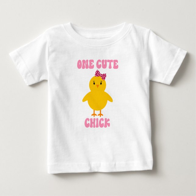 Camiseta De Bebé Una pequeña gallina de Pascua de Pájaro Polka Rosa (Anverso)