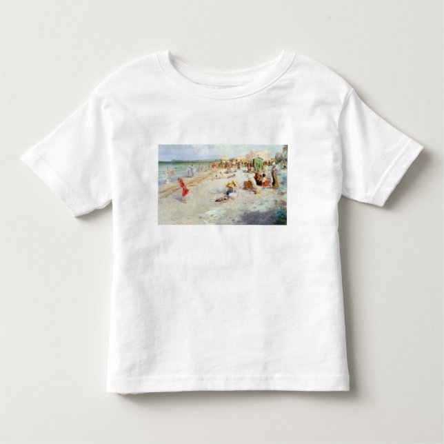 Camiseta De Bebé Una playa ocupada en verano (Anverso)