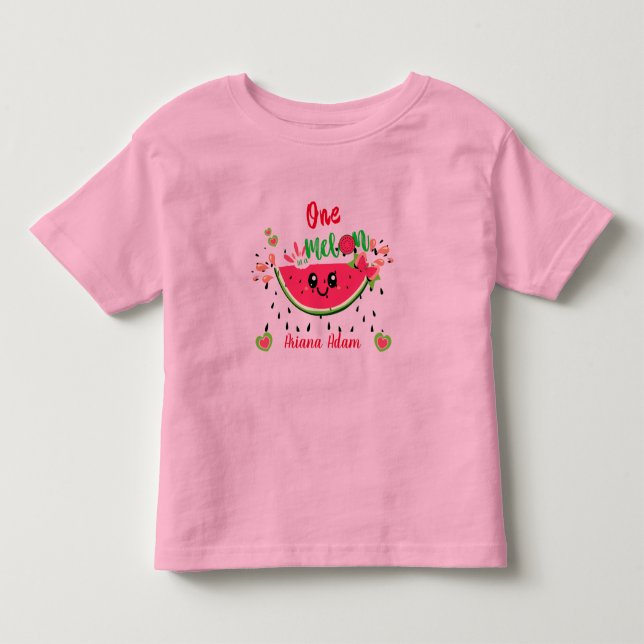 Camiseta De Bebé Una sandía de cumpleaños número uno para niñas  (Anverso)