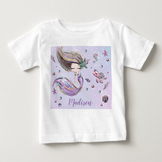 Camiseta De Bebé Una sirena suave bajo el mar Chica morado (Anverso)