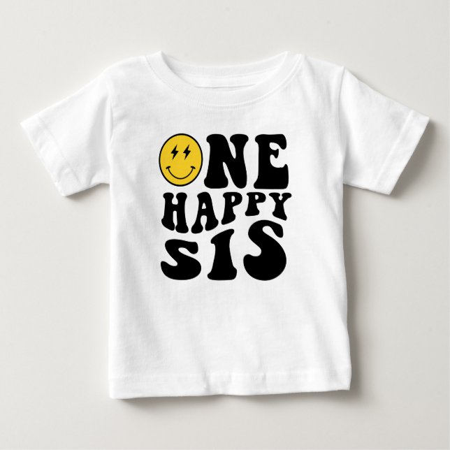 Camiseta De Bebé Una sonrisa feliz de hermana Niño Cumpleaños 1º co (Anverso)