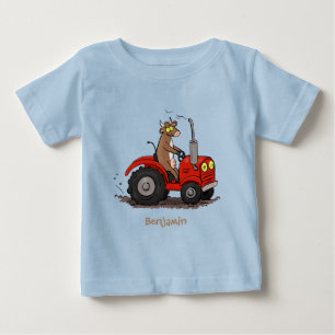 Camiseta De Bebé Una vaca feliz y linda conduciendo a un personaliz