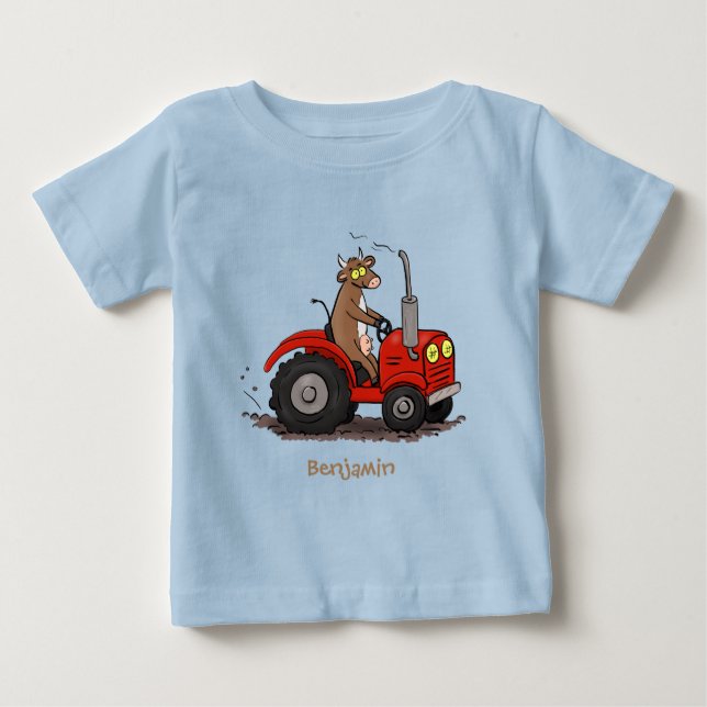 Camiseta De Bebé Una vaca feliz y linda conduciendo a un personaliz (Anverso)